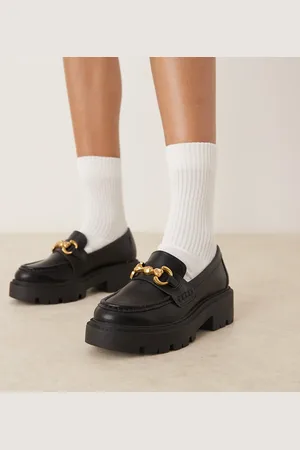 ASOS Wide Fit Milan chunky chain detail loafers in