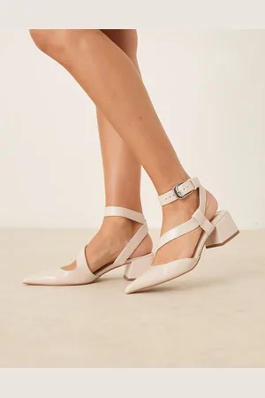 ASOS Skye asymmetric strap detail mid block heel shoes in