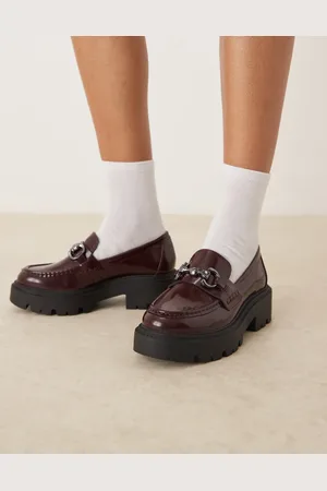 ASOS Milan chunky chain detail loafers in burgundy