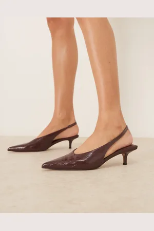 ASOS Sydney slingback kitten heel shoes in burgundy embossed