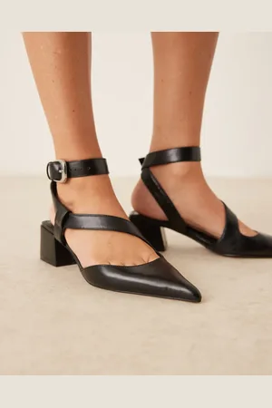 ASOS Skye asymmetric strap detail mid block heel shoes in