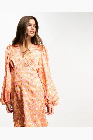 Never Fully Dressed Petite balloon sleeve mini dress in ombre shell print