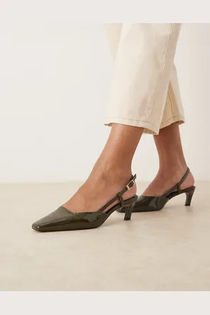 ASOS Shadow chisel toe slingback mid heel shoes in patent