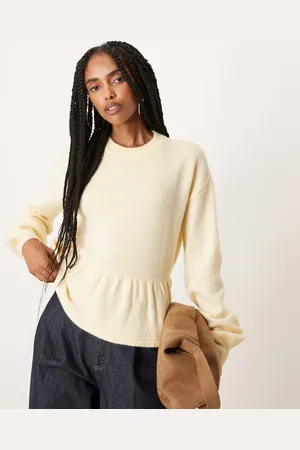 ASOS Peplum hem knit sweater in buttermilk