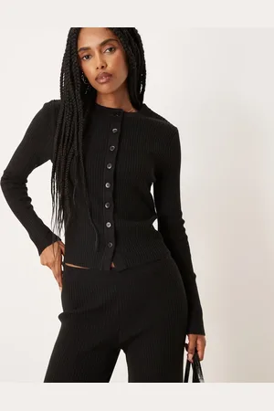 ASOS Rib knit cardigan in black - part of a set