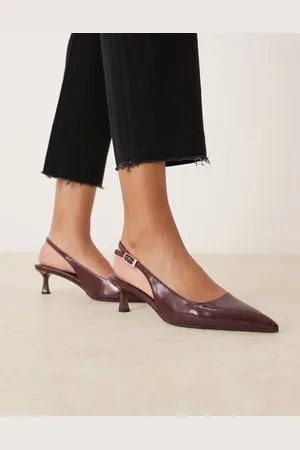 ASOS Skip slingback kitten heel shoes in burgundy patent