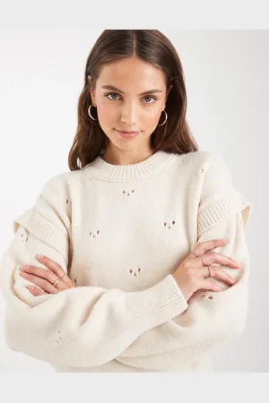 ASOS Pointelle stitch knitted sweater in cream