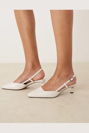 ASOS Shadow chisel toe slingback mid heel shoes in croc