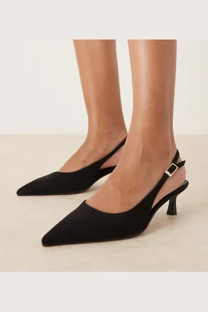 ASOS Wide Fit Skip slingback kitten heel shoes in suedette