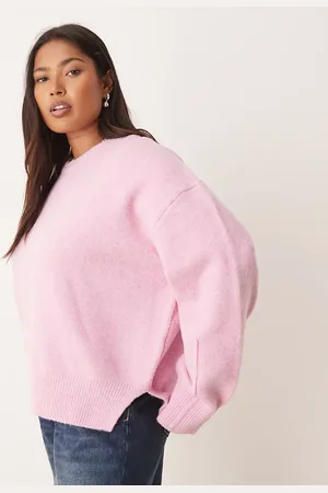ASOS ASOS DESIGN Curve boxy crew neck sweater with side split detail in bright
