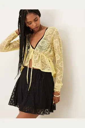ASOS Lace long sleeve floaty top in