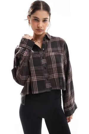 ASOS Cropped shirt in brown check