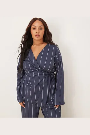 ASOS Curve wrap front top in stripes - part of a set