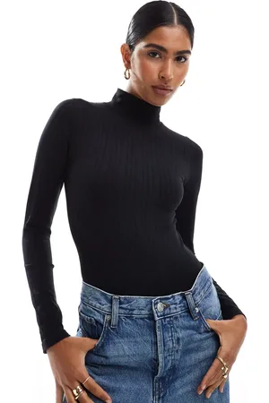 ASOS Seamless sculpting wide rib funnel neck bodysuit in