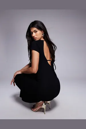 ASOS Short sleeve maxi dress with open back in