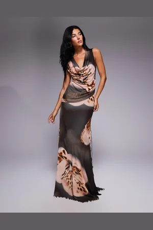 ASOS Soft cowl front maxi dress printed