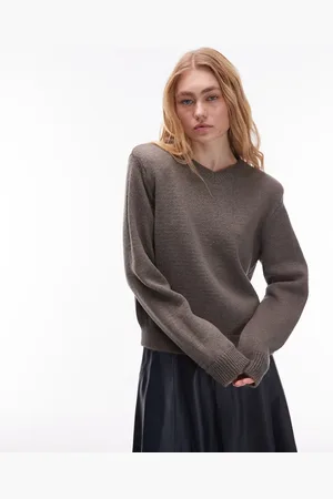 ASOS Knitted high v neck sweaters with shoulder pads in