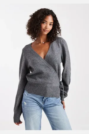 ASOS Knit eyelash wrap cardigan in