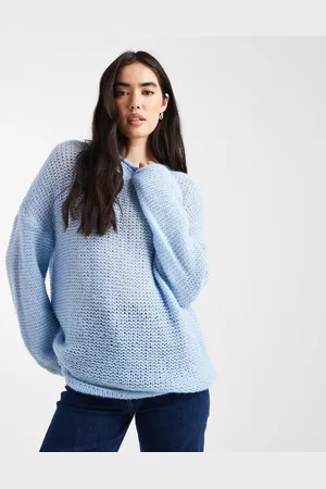 ASOS Loose knit slash neck sweater with rolled edge detail in