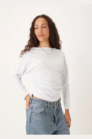 ASOS Batwing cinched slash neck draped top in