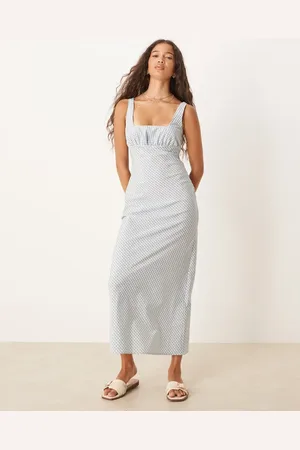 ASOS Square neck midi dress in plaid