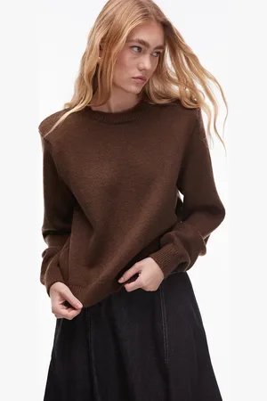 ASOS Knitted crew neck sweater with shoulder pads in