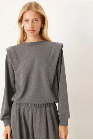 ASOS Pleated bold shoulders sweatshirt in dark