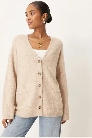 ASOS Fisherman rib boyfriend cardigan in oatmeal