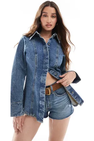 ASOS Denim cinched shirt in vintage wash
