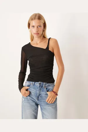 ASOS Twist strap asymmetric mesh top in