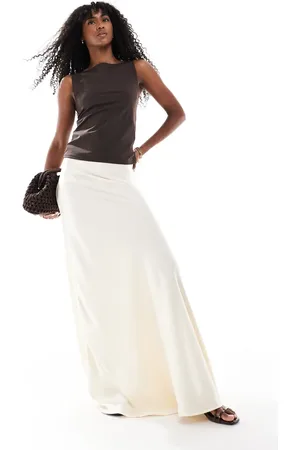 ASOS Volume drape satin maxi skirt in oyster