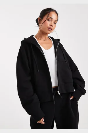 ASOS Cropped zip up brushback hoodie in