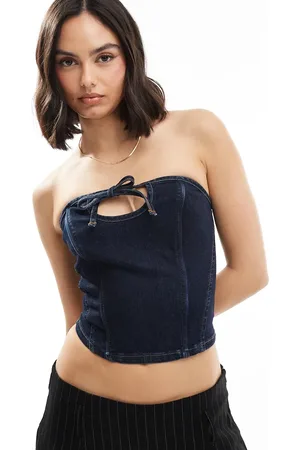 ASOS Denim cut-out bandeau in indigo