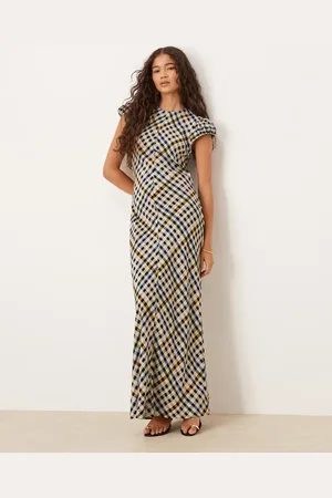 ASOS Cap sleeve maxi dress in black gingham