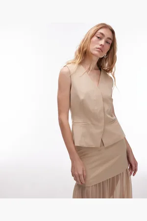 ASOS Tailored high break point vest in stone - part of a set