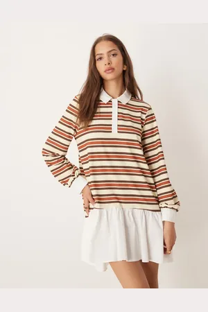 ASOS Long sleeve polo hybrid mini dress in stripe