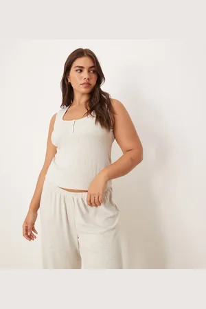 ASOS ASOS DESIGN Curve mix & match ribbed pajama tank top in beige