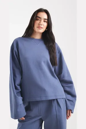 ASOS Oversized brushback sweatshirt with ruched sleeve detail in