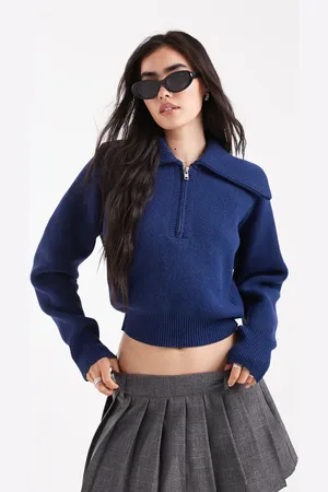 ASOS Collared 1/2 zip waisted sweater in