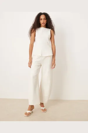 ASOS Interlock barrel leg sweatpants in coconut milk - part of a set