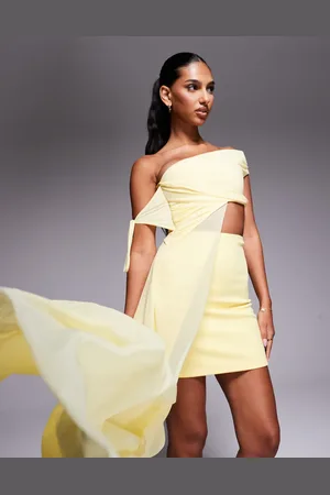 ASOS Off-shoulder cut-out mini dress with mesh drape in