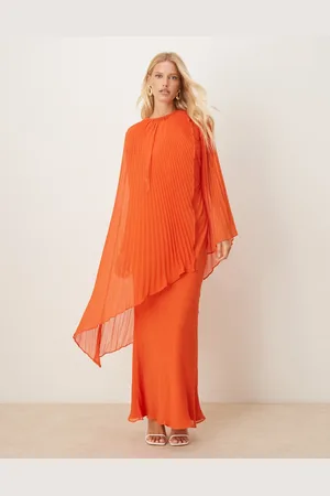 ASOS Exaggerated pleated sleeve bias maxi dress in