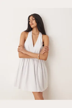 ASOS Sleeveless shirt skater dress in white