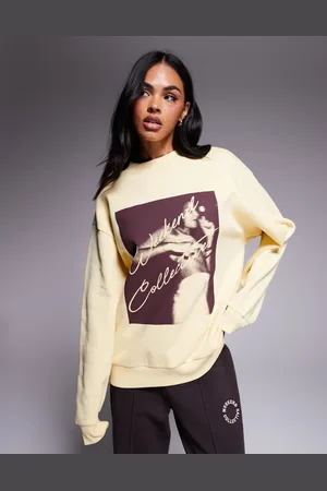 ASOS Weekend Collective sweatshirt with photographic print in buttermilk