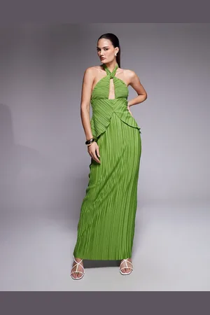 ASOS Plisse maxi dress with twisted halterneck in