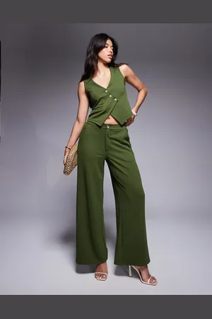 ASOS Jersey twill wide leg pants in olive - part of a set