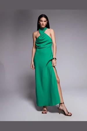 ASOS Twist neck midi dress with hardware trim in