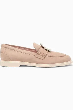 Roger Vivier Beige Leather Loafer Metal Buckle