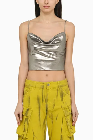 ROTATE Metallic Silver Crop Top