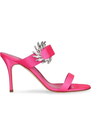 Manolo Blahnik Chivela Satin Heel Sandals